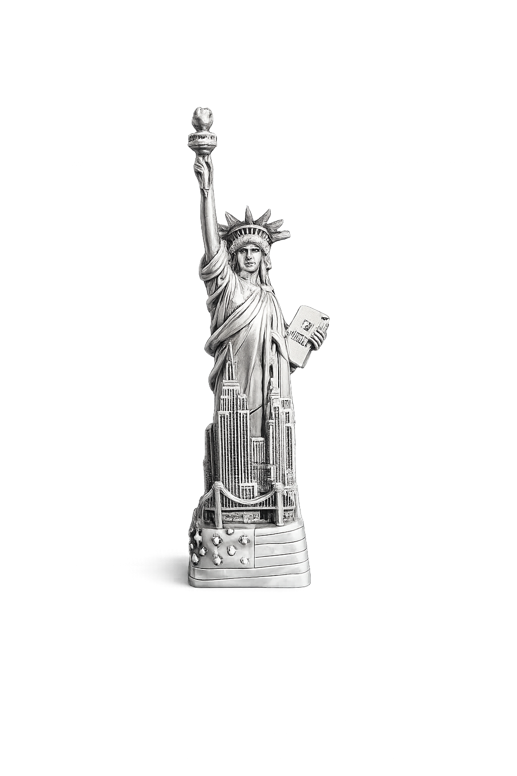 6" Silver Statue Of Liberty US Base