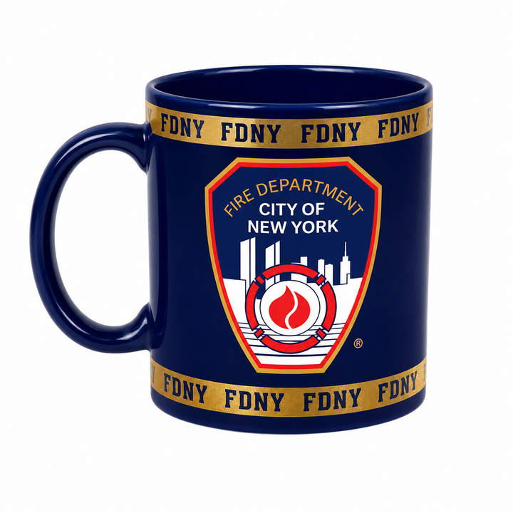 FDNY MUG Navy & Gold lip JUMBO