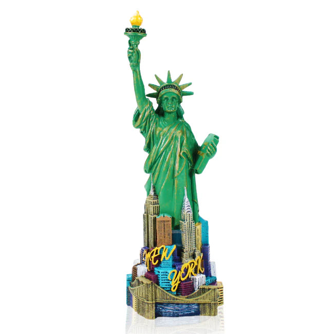 9" Statue of Liberty Statue w/ Manhattan Skyline